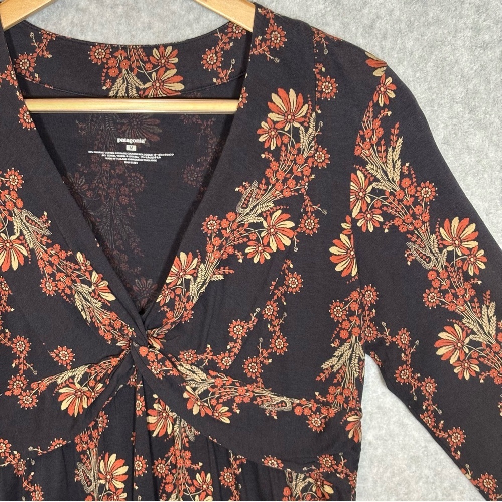Patagonia W's Winnow Twist Front Organic Cotton Floral Print Dress-Women Medium